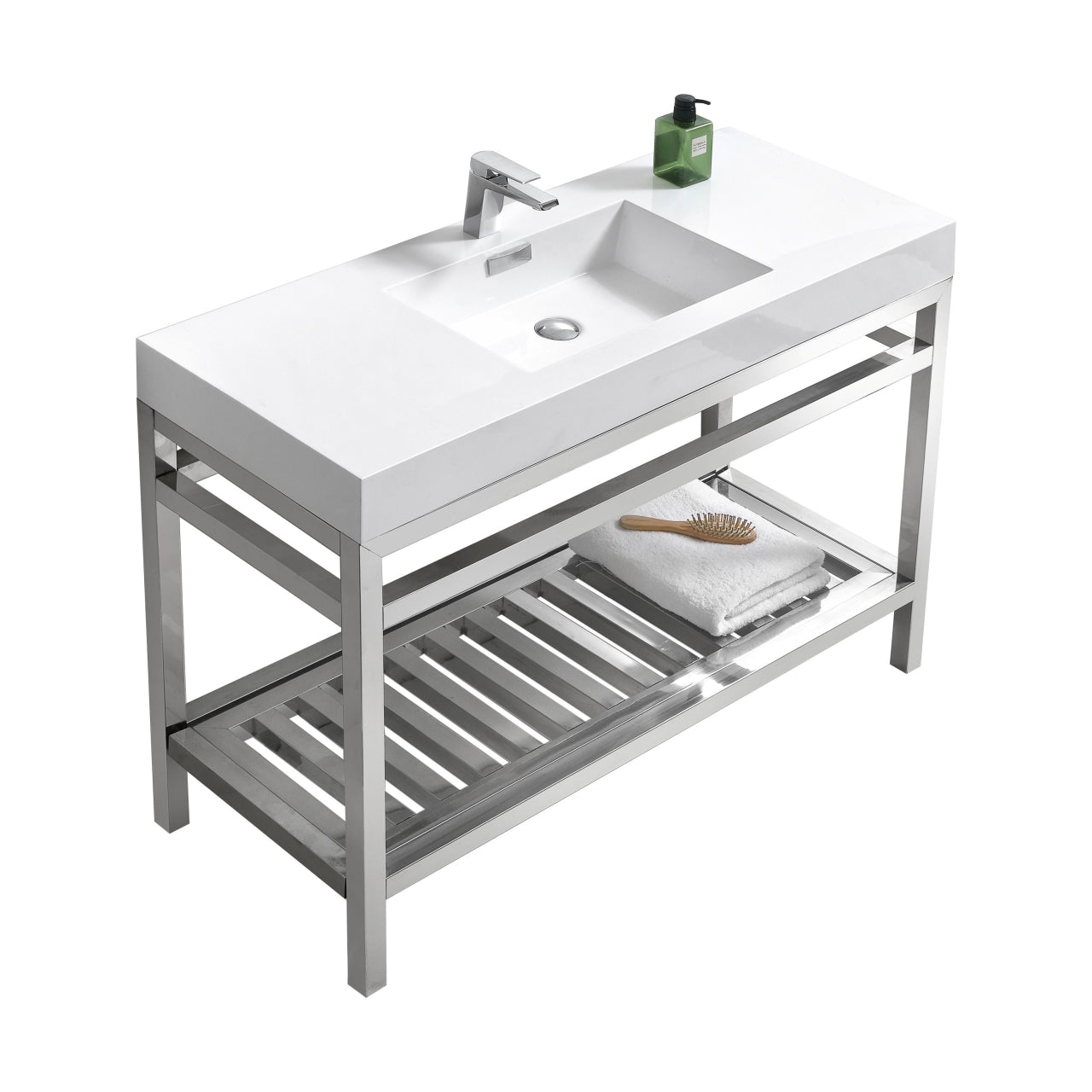 Kube Cisco 48" Stainless Steel Console w/ White Acrylic Sink Chrome