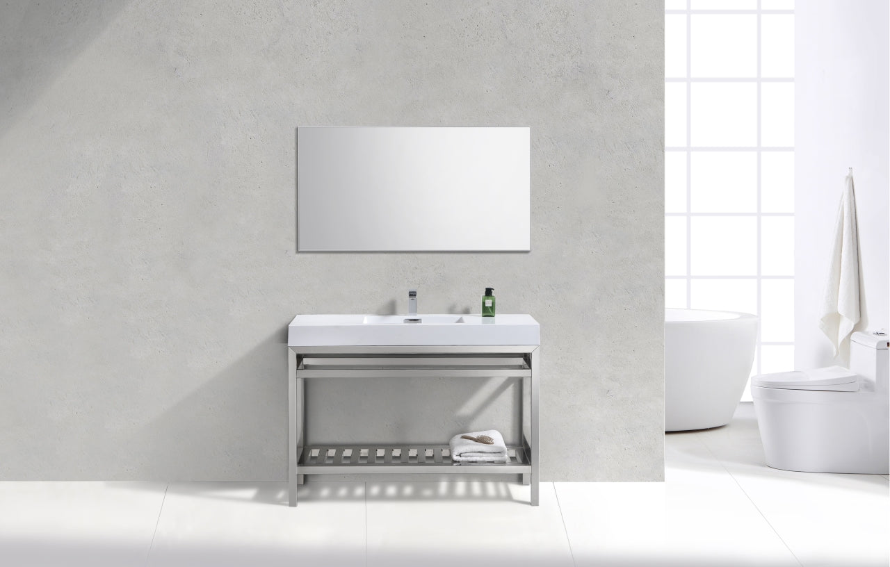 Kube Cisco 48" Stainless Steel Console w/ White Acrylic Sink Chrome