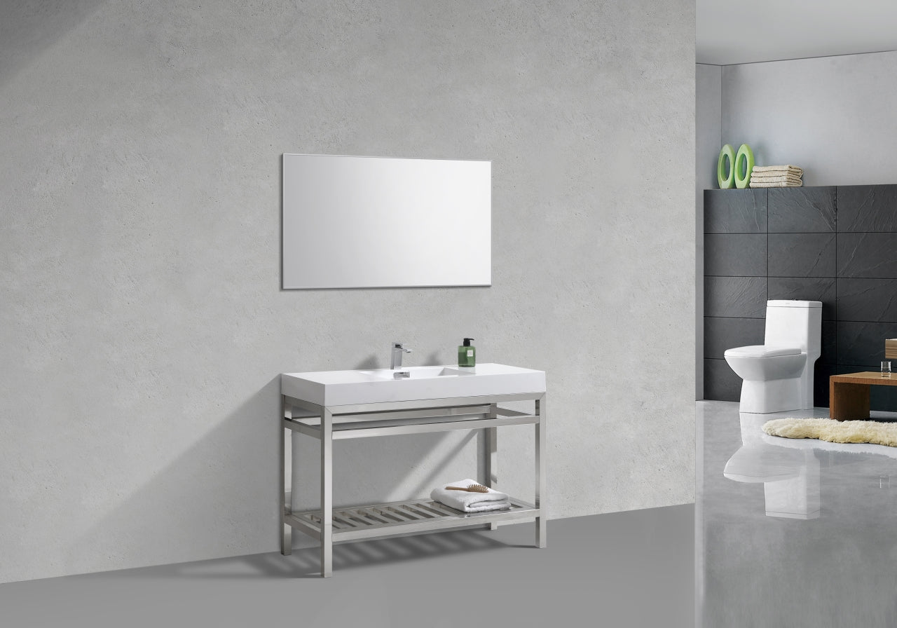 Kube Cisco 48" Stainless Steel Console w/ White Acrylic Sink Chrome