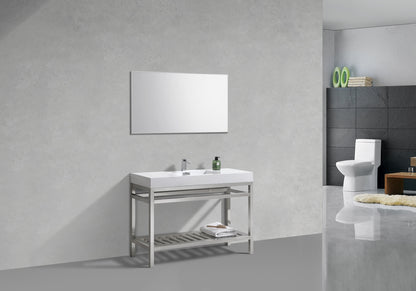 Kube Cisco 48" Stainless Steel Console w/ White Acrylic Sink Chrome