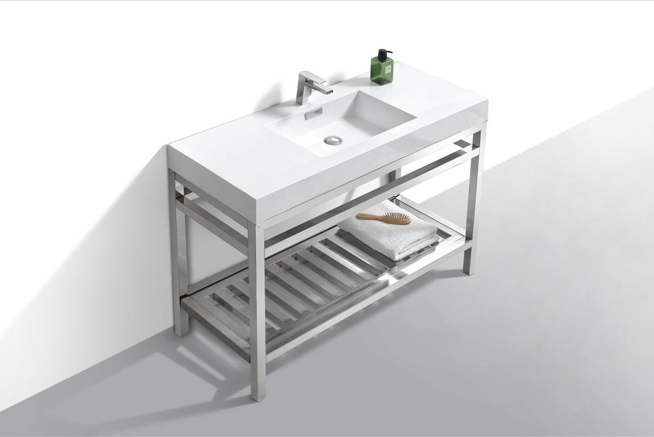 Kube Cisco 48" Stainless Steel Console w/ White Acrylic Sink Chrome