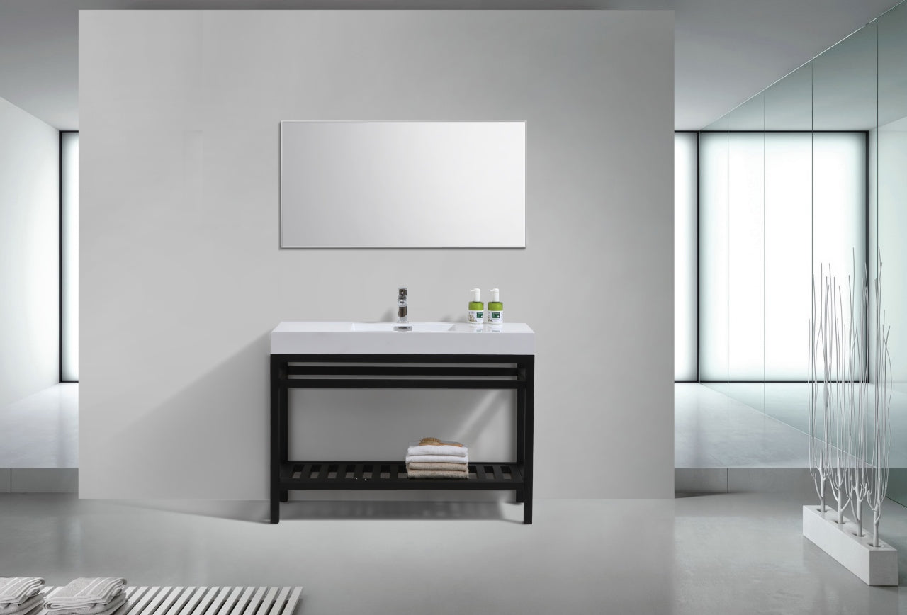 Kube Cisco 48" Stainless Steel Console w/ White Acrylic Sink Matte Black