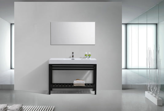 Kube Cisco 48" Stainless Steel Console w/ White Acrylic Sink Matte Black
