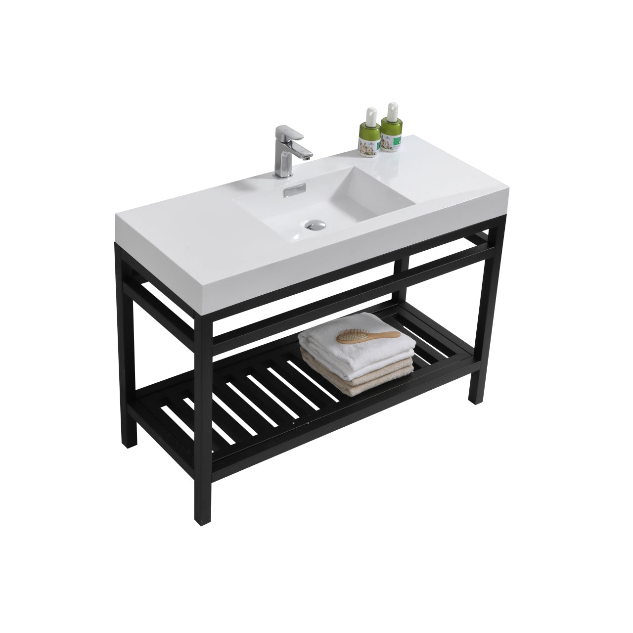 Kube Cisco 48" Stainless Steel Console w/ White Acrylic Sink Matte Black