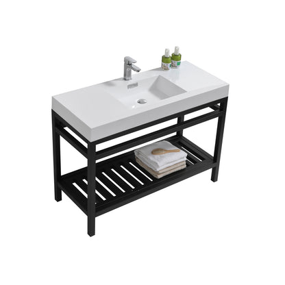 Kube Cisco 48" Stainless Steel Console w/ White Acrylic Sink Matte Black