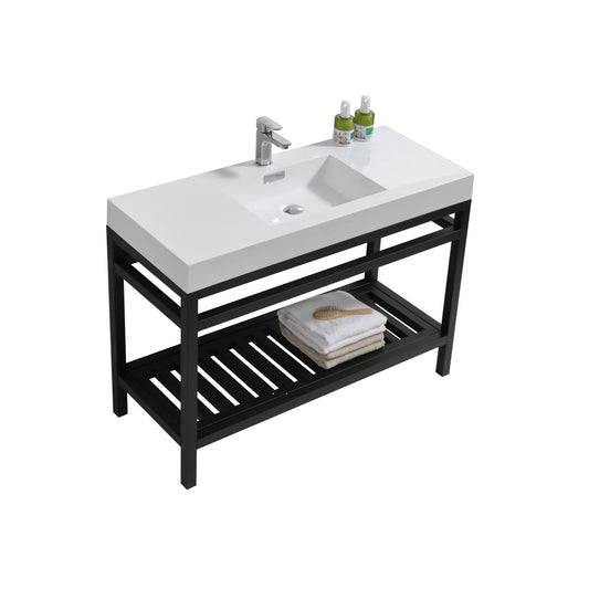 Kube Cisco 48" Stainless Steel Console w/ White Acrylic Sink Matte Black