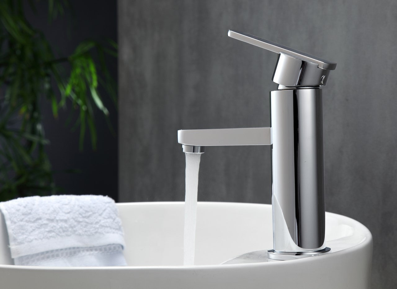 Aqua Rondo Single Hole Mount Bathroom Vanity Faucet Chrome
