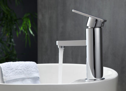 Aqua Rondo Single Hole Mount Bathroom Vanity Faucet Chrome