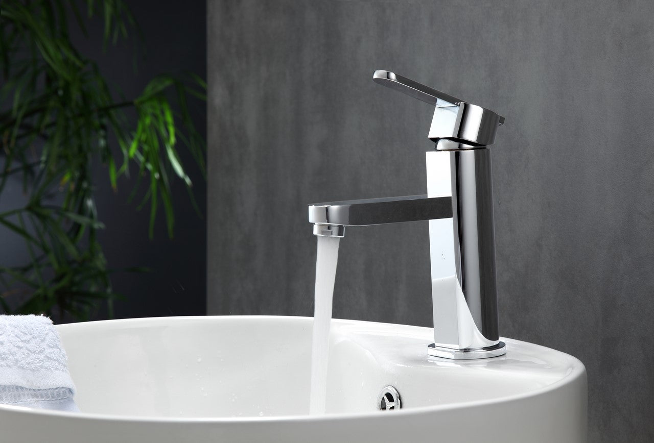 Aqua Rondo Single Hole Mount Bathroom Vanity Faucet Chrome