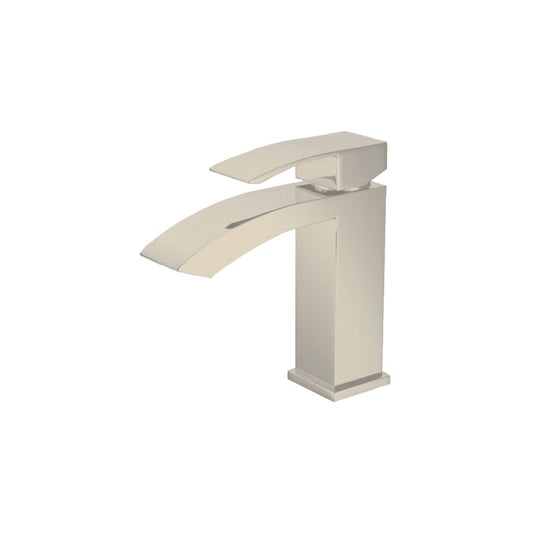Aqua Balzo Single Lever Wide Spread Bathroom Vanity Faucet Brush Nickel