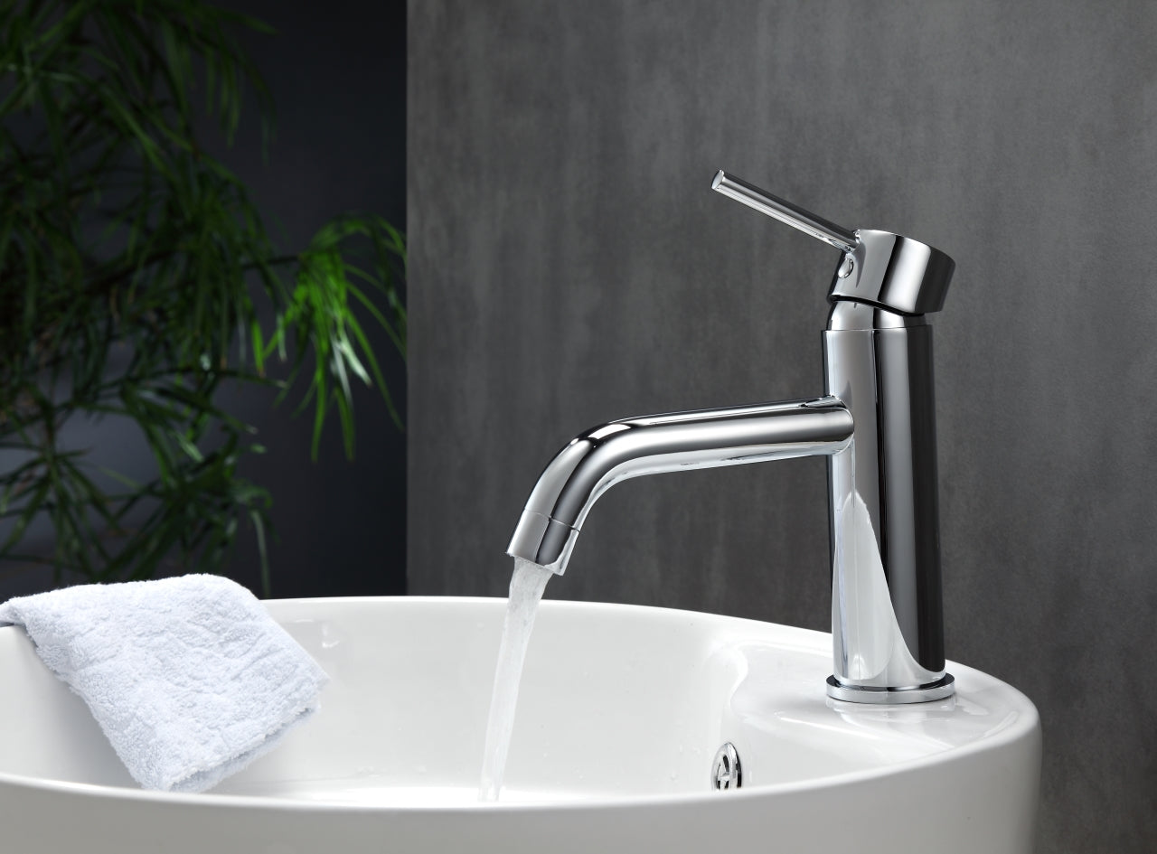 Aqua Rondo Single Lever Wide Spread Bathroom Vanity Faucet Chrome
