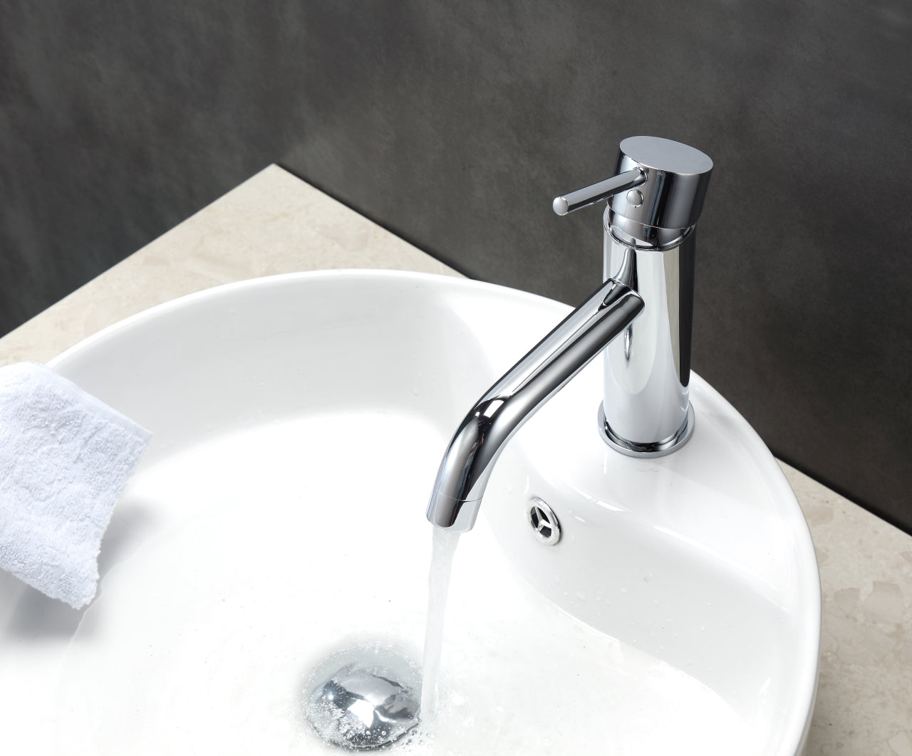 Aqua Rondo Single Lever Wide Spread Bathroom Vanity Faucet Chrome