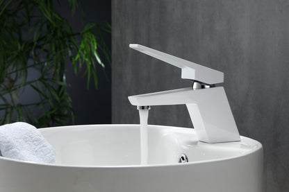 Aqua Siza Single Lever Modern Bathroom Vanity Faucet White