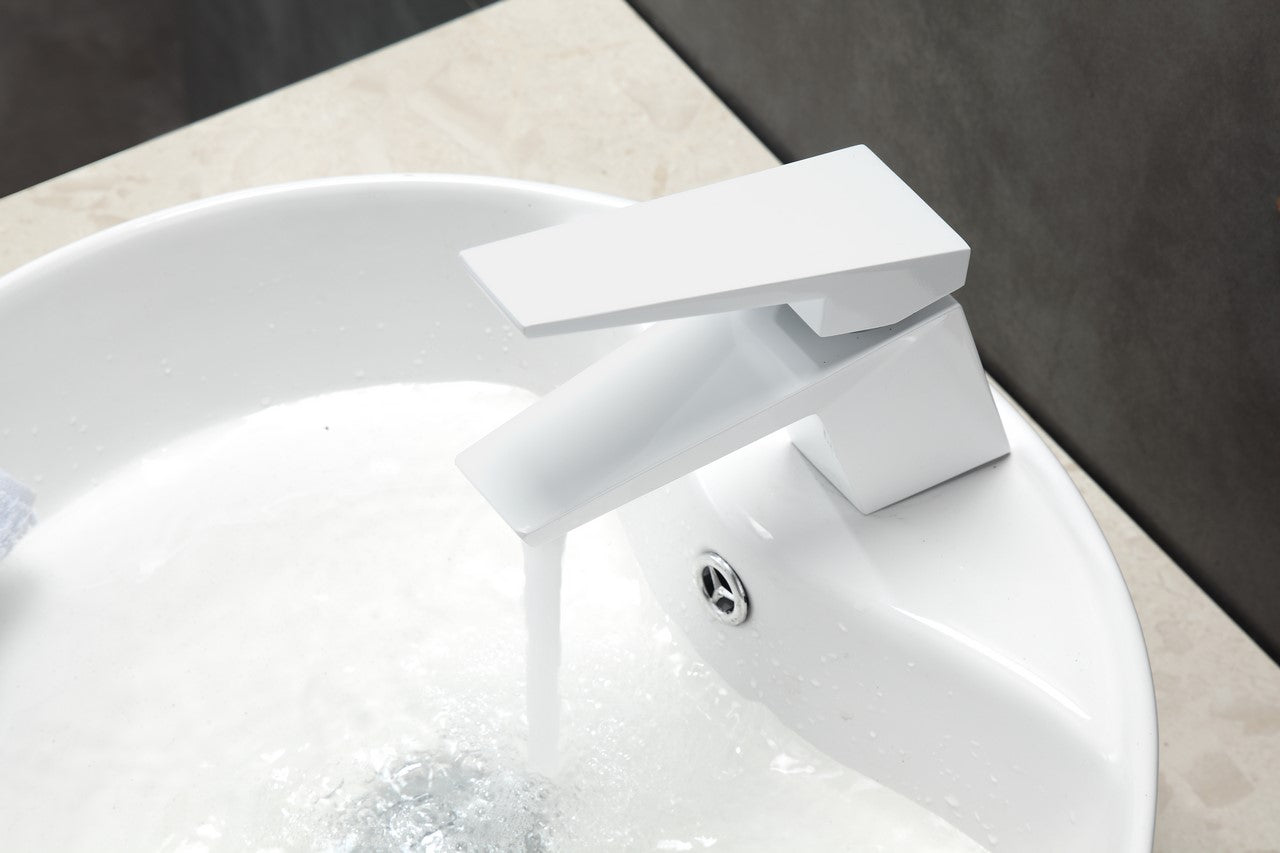 Aqua Siza Single Lever Modern Bathroom Vanity Faucet White