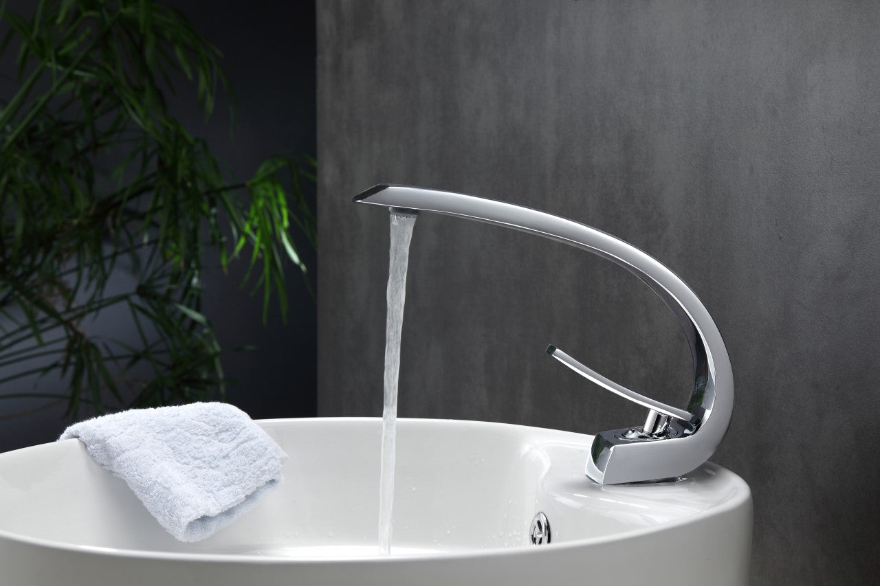 Aqua Arcco Single Lever Wide Spread Bathroom Vanity Faucet Chrome