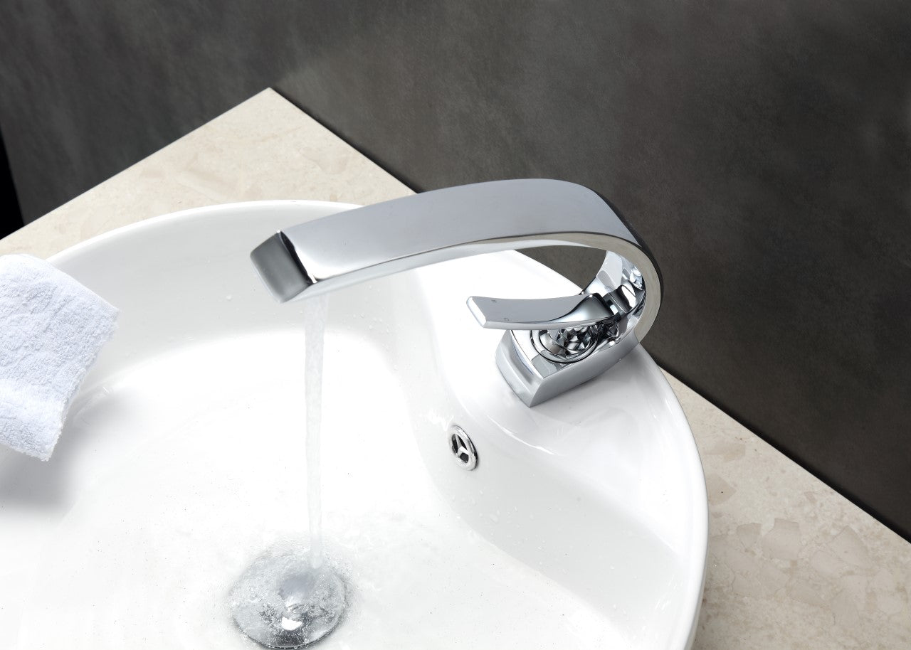 Aqua Arcco Single Lever Wide Spread Bathroom Vanity Faucet Chrome