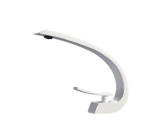 Aqua Arcco Single Lever Wide Spread Bathroom Vanity Faucet White