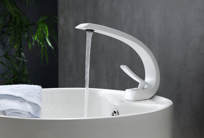 Aqua Arcco Single Lever Wide Spread Bathroom Vanity Faucet White