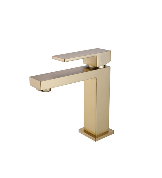 Aqua Kubo by KubeBath Single Lever Bathroom Vanity Faucet Brushed Gold