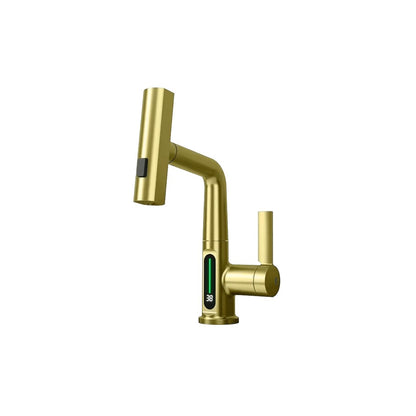 Aqua Klein Single Lever Temperature Digital Display Faucet Brushed Gold
