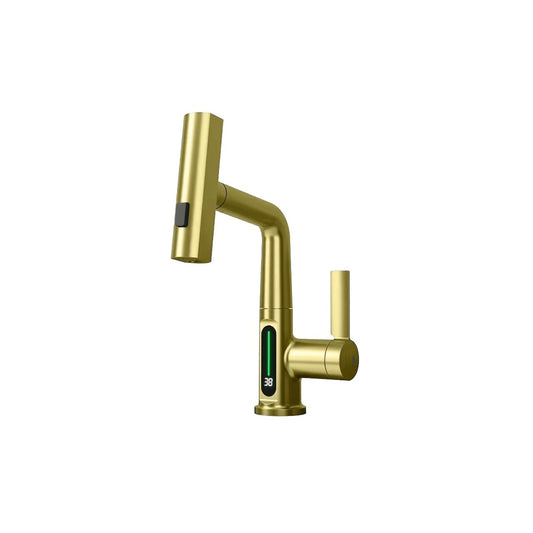 Aqua Klein Single Lever Temperature Digital Display Faucet Brushed Gold