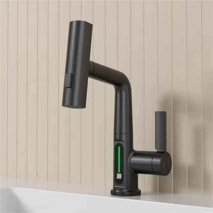 Aqua Klein Single Lever Temperature Digital Display Faucet Matte Black