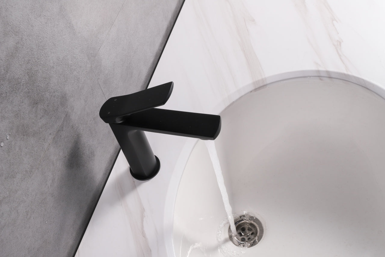 Aqua Balli Single Lever Bathroom Vanity Faucet Matte Black