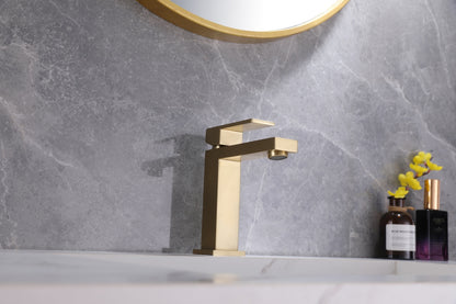 Aqua Kubo by KubeBath Single Lever Bathroom Vanity Faucet Brushed Gold