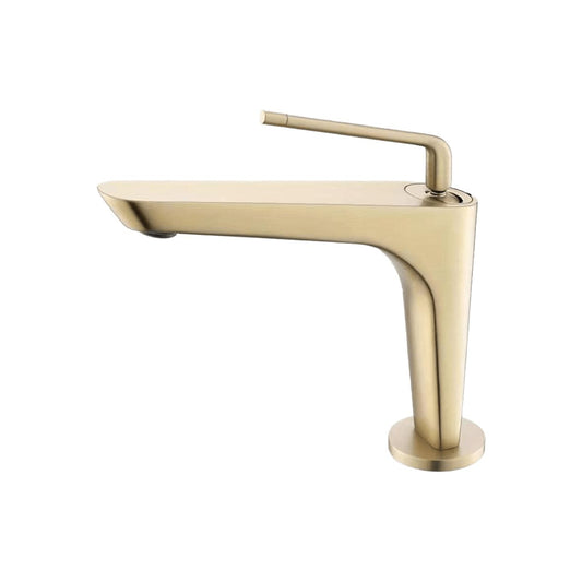 Aqua Saggio by KubeBath Single Lever Bathroom Vanity Faucet Brushed Gold