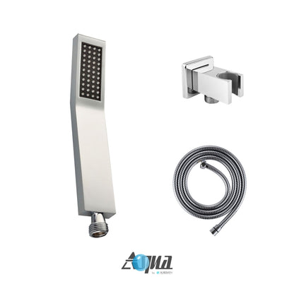 Aqua Piazza Shower Set w/ 20" Ceiling Mount Square Rain Shower, 4 Body Jets and Handheld