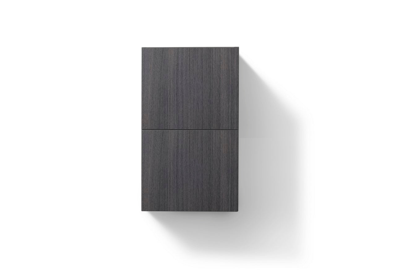 Bathroom Linen Side Cabinet w/ 2 Storage Areas High Gloss Gray Oak