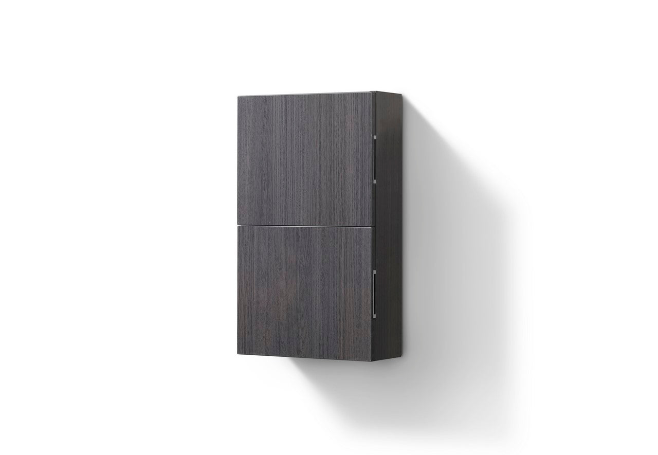 Bathroom Linen Side Cabinet w/ 2 Storage Areas High Gloss Gray Oak