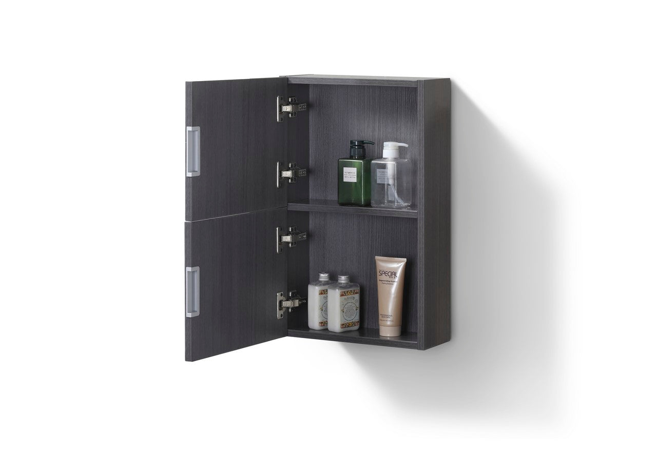 Bathroom Linen Side Cabinet w/ 2 Storage Areas High Gloss Gray Oak