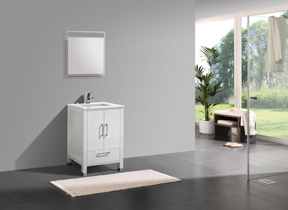 Anziano 24" Gloss White Vanity w/ Quartz Countertop