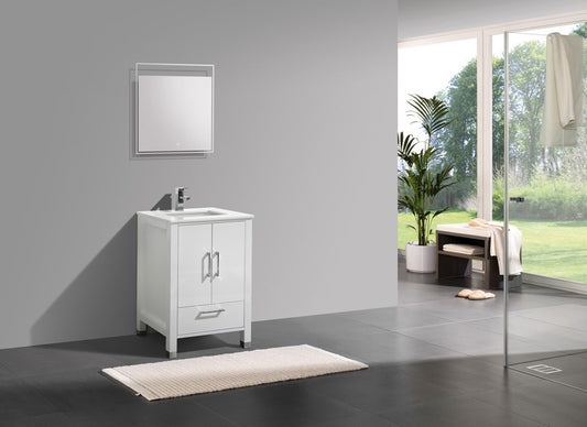 Anziano 24" Gloss White Vanity w/ Quartz Countertop