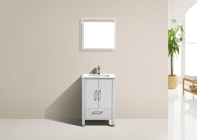 Anziano 24" Gloss White Vanity w/ Quartz Countertop