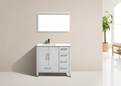 Anziano 40" Gloss White Vanity w/ Quartz Countertop