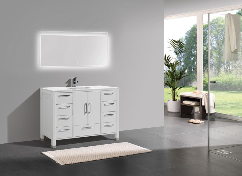 Anziano 48" Gloss White Vanity w/ Quartz Countertop