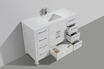 Anziano 48" Gloss White Vanity w/ Quartz Countertop