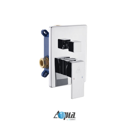 Aqua Piazza by KubeBath 2-Way Rough-In Valve With Cover Plate, Handle and Diverter Chrome