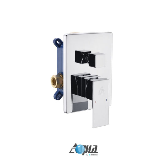 Aqua Piazza by KubeBath 2-Way Rough-In Valve With Cover Plate, Handle and Diverter Chrome