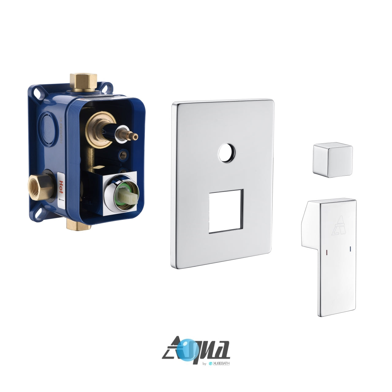 Aqua Piazza Shower Set w/ 8" Square Rain Shower,  4 Body Jets and Tub Filler