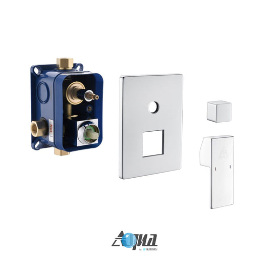 Aqua Piazza by KubeBath 3-Way Rough-In Valve With Cover Plate, Handle and Diverter Chrome