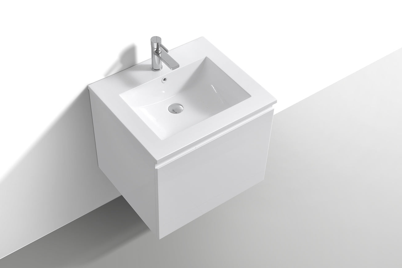 24'' Balli Modern Wall Mount Bathroom Vanity Gloss White