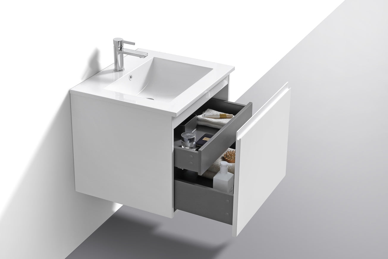 24'' Balli Modern Wall Mount Bathroom Vanity Gloss White