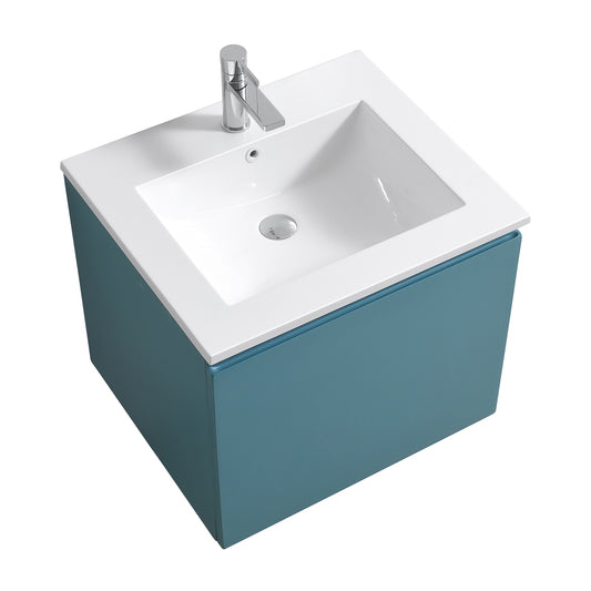24'' Balli Modern Wall Mount Bathroom Vanity Teal Green
