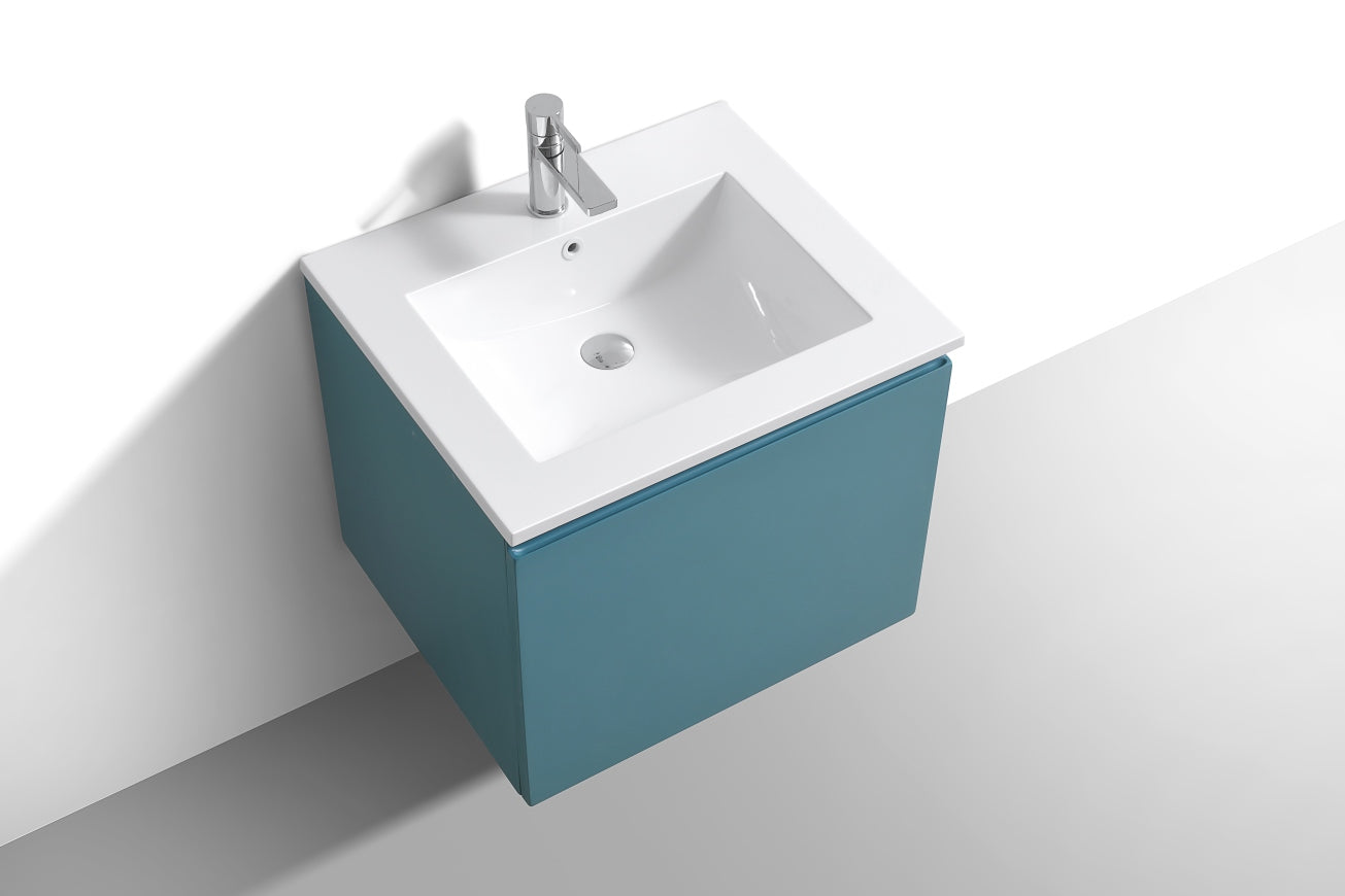 24'' Balli Modern Wall Mount Bathroom Vanity Teal Green
