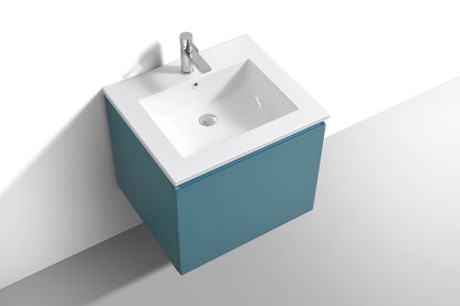 24'' Balli Modern Wall Mount Bathroom Vanity Teal Green