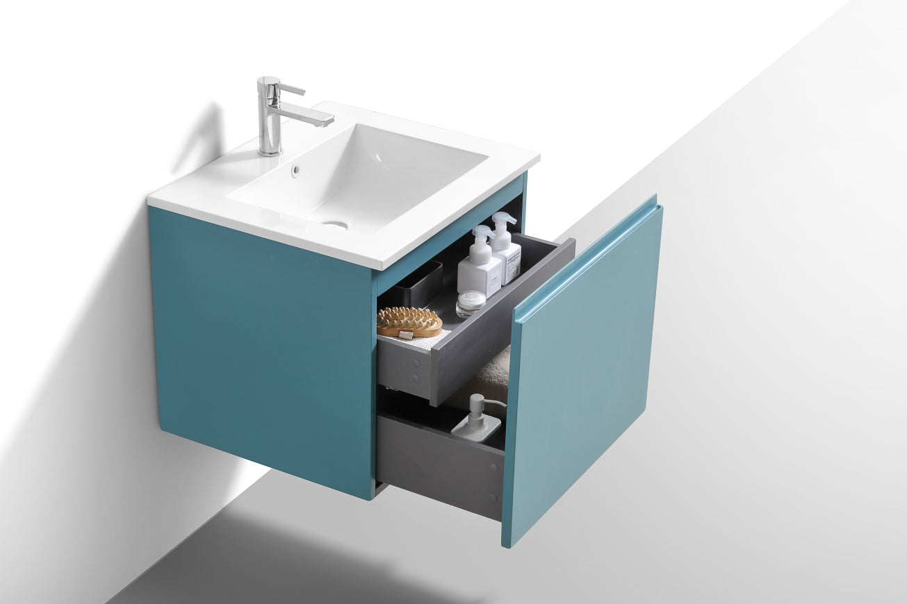24'' Balli Modern Wall Mount Bathroom Vanity Teal Green