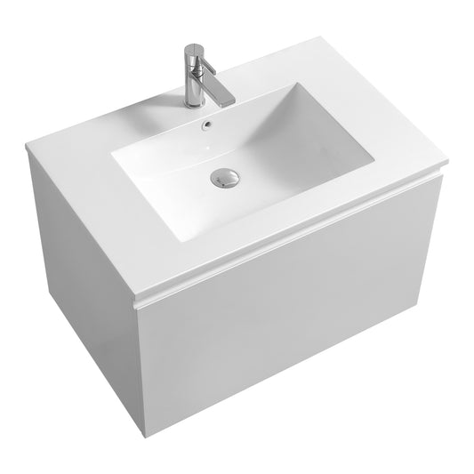 32'' Balli Modern Wall Mount Bathroom Vanity Gloss White
